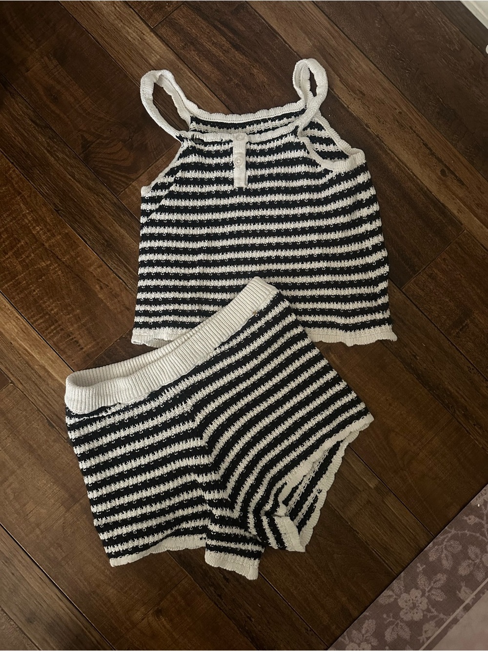 Jessica Simpson Striped Black and White Knit Shorts and tank set